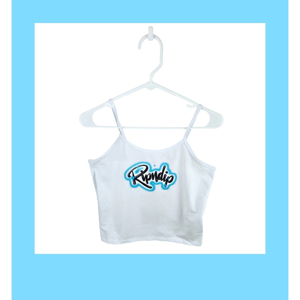 RIPNDIP In Loving Memory Cami Tank White Blue Graphic Print Size L